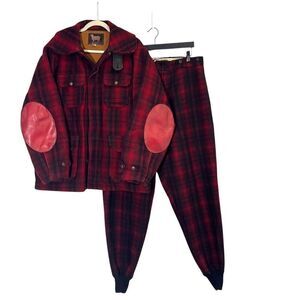 Vintage Woolrich Hunting Suit Men 40 Pants 44 Jacket Buffalo Plaid Mackinaw Wool